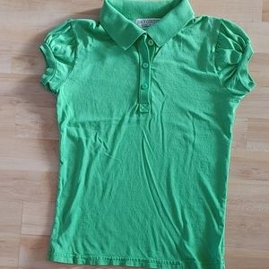 Juicy Couture Vintage Green Puff Sleeve Shirt Size Small